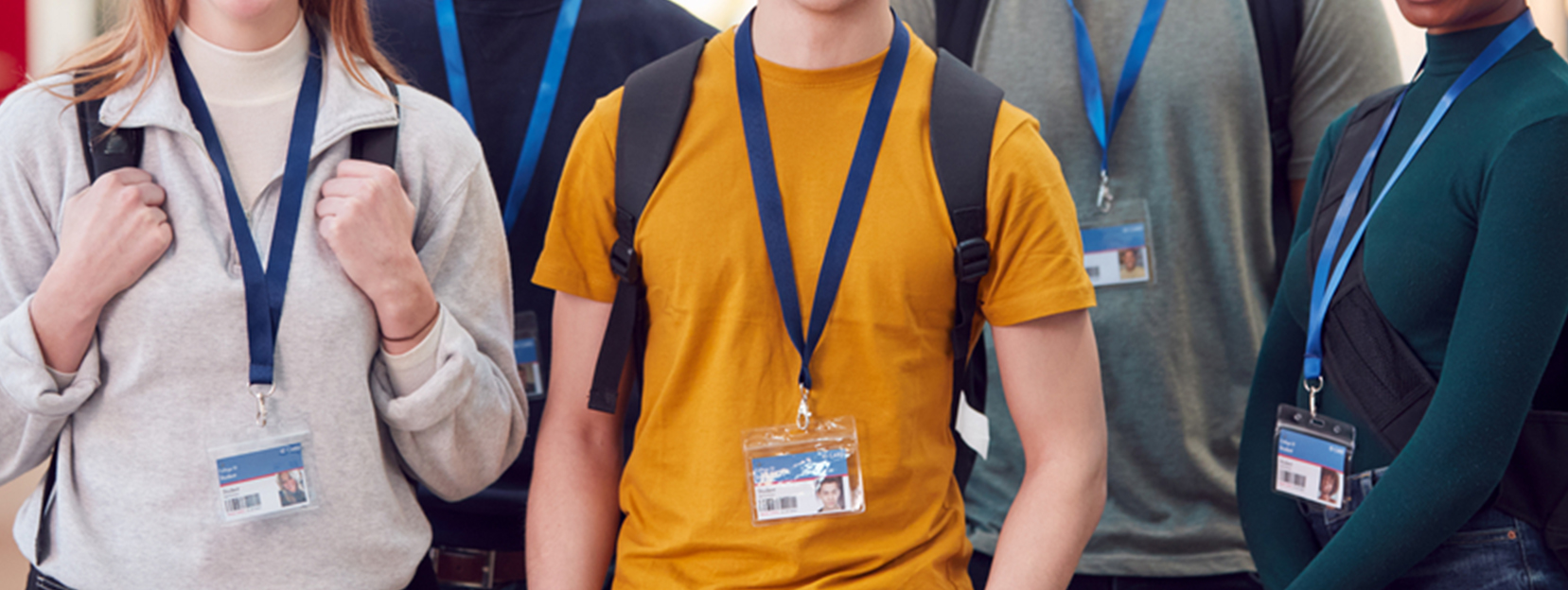 people wearing lanyard with custom id badge