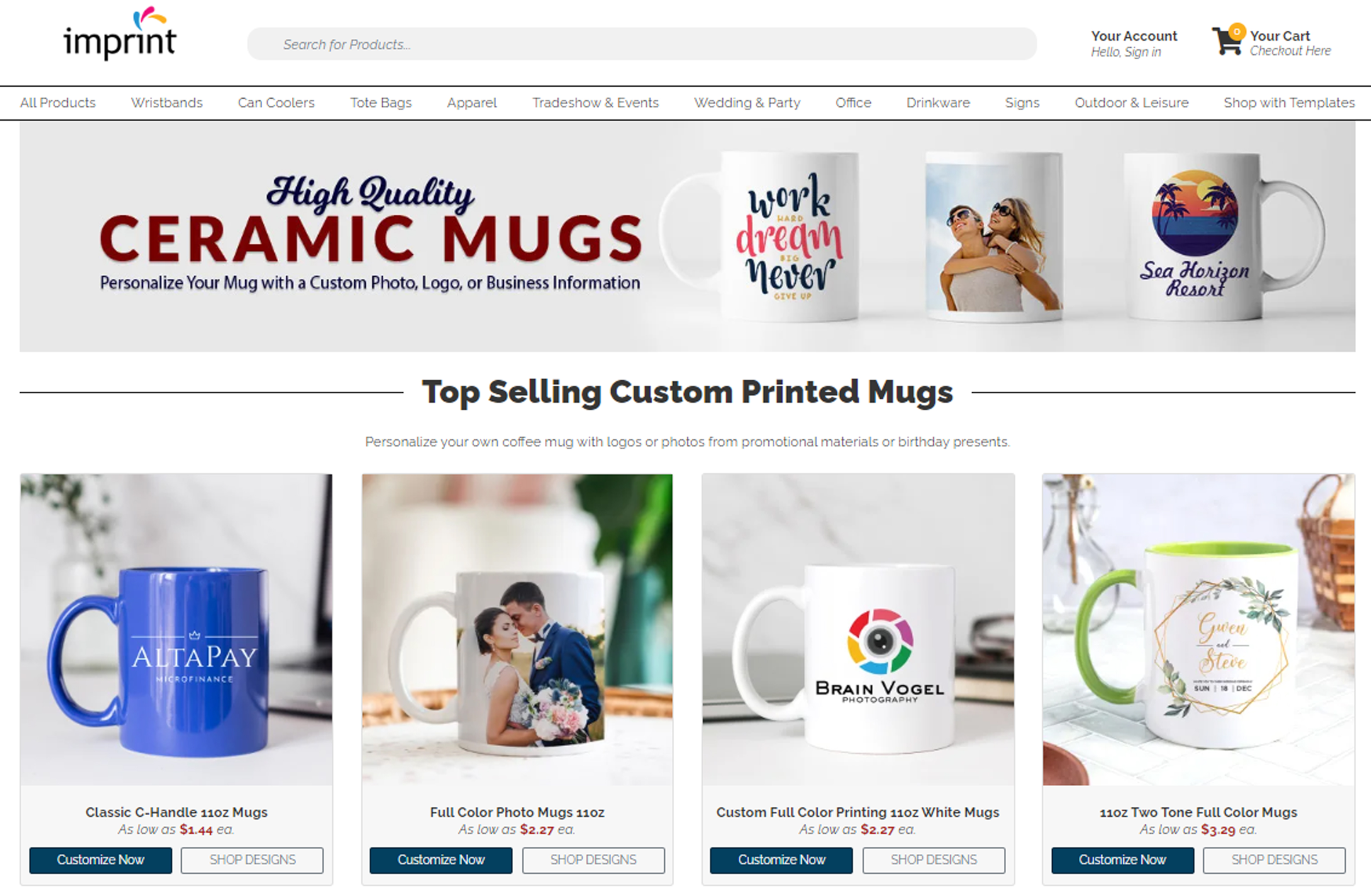 imprint mugs selection