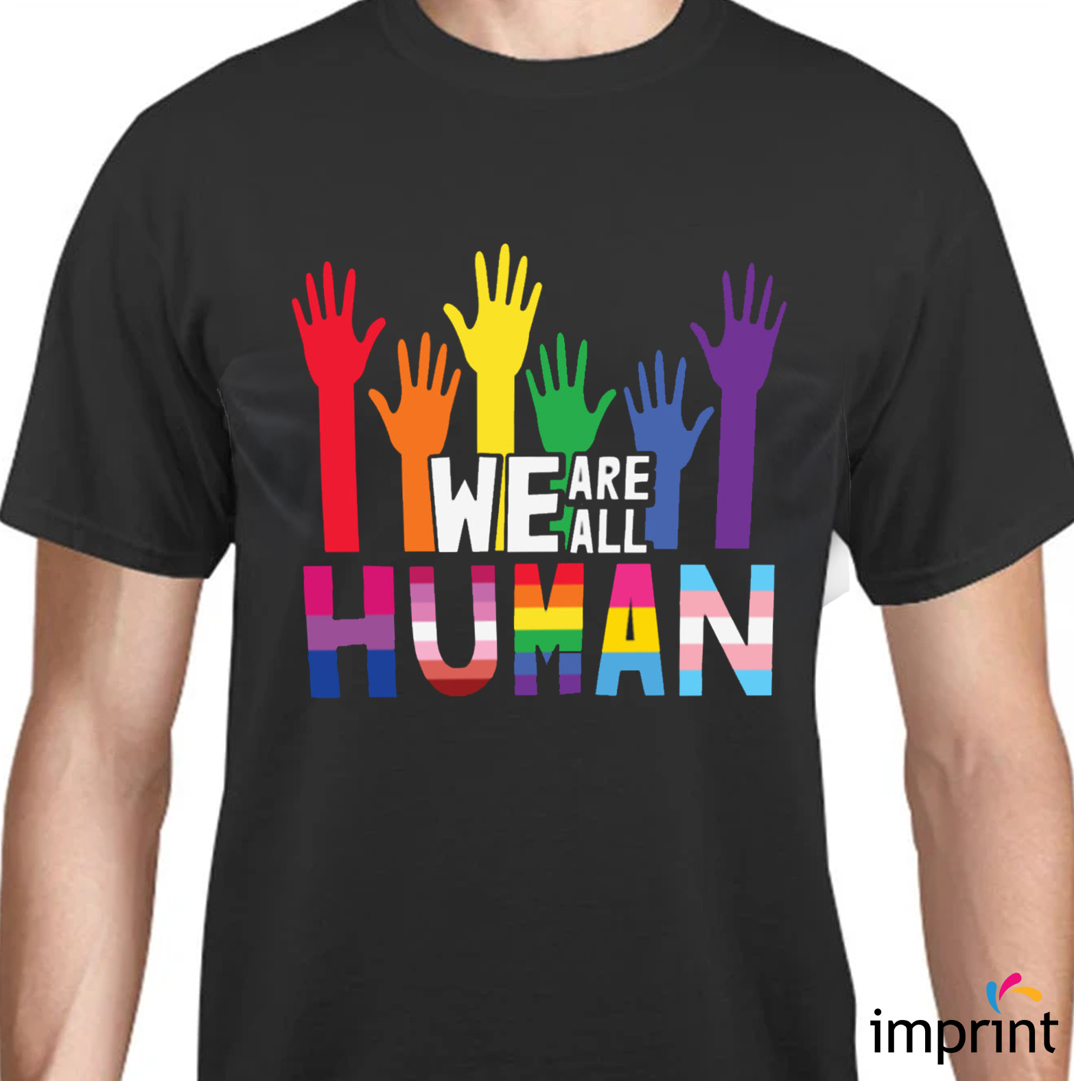 man wearing pride tees
