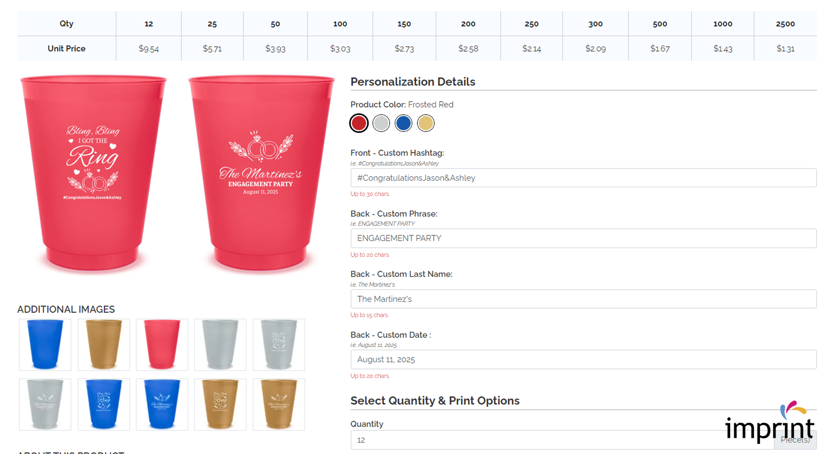 imprint custom stadium cup product details