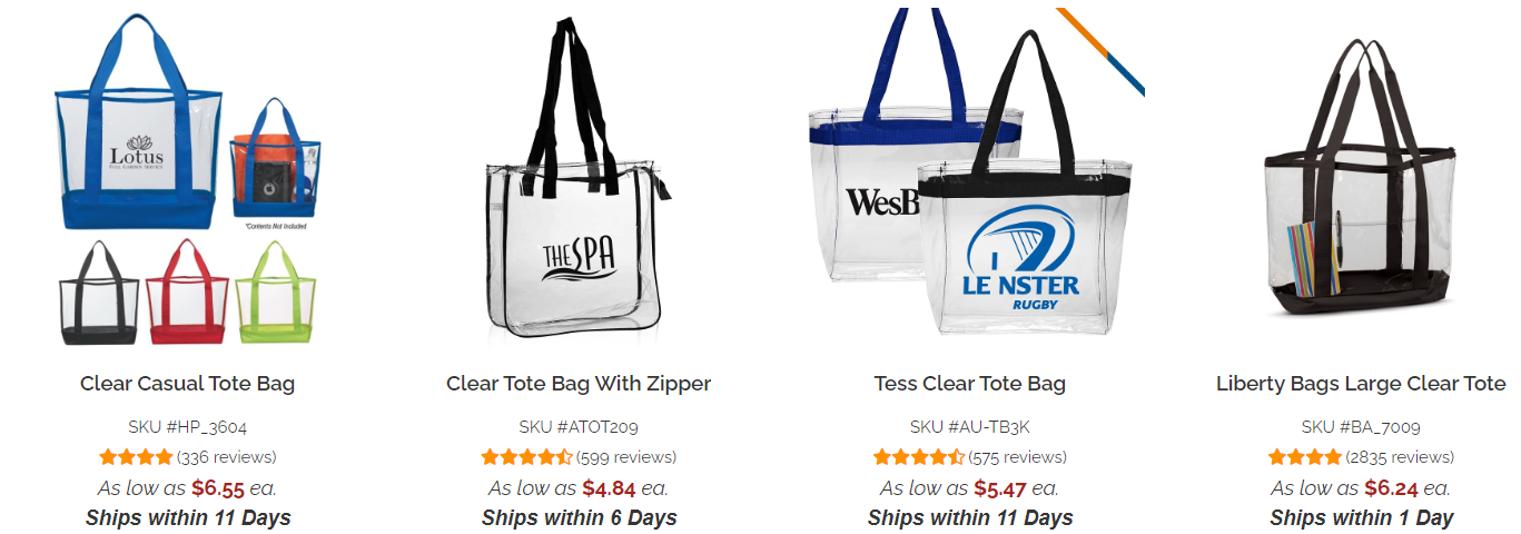 clear bags and tote bag