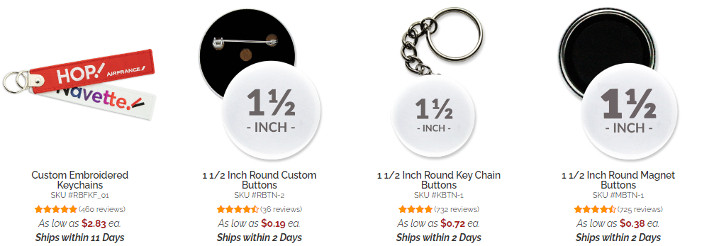 pin or button options