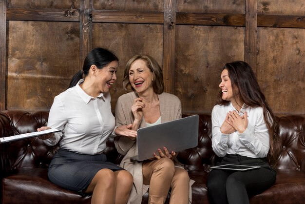 three women sitting