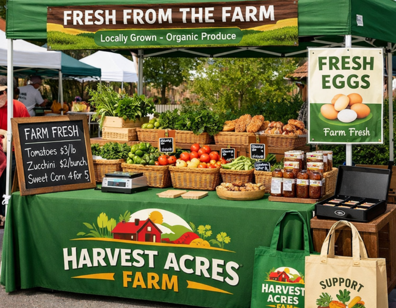 custom supplies for farmers market vendors