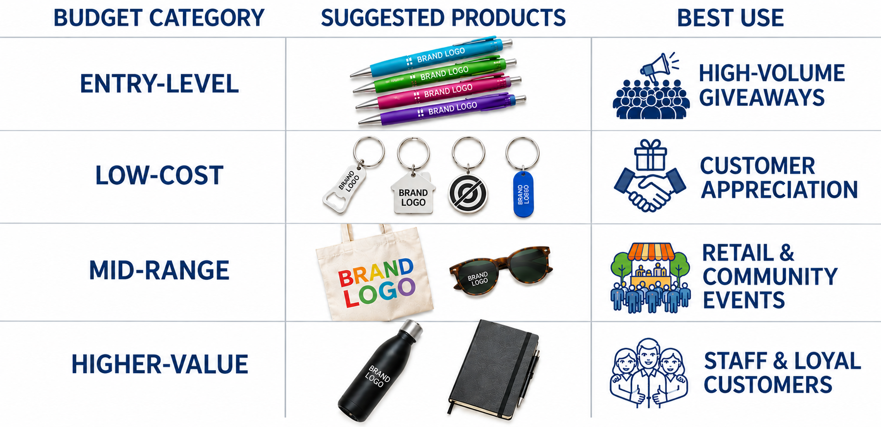 Compare Promotional Products by Budget